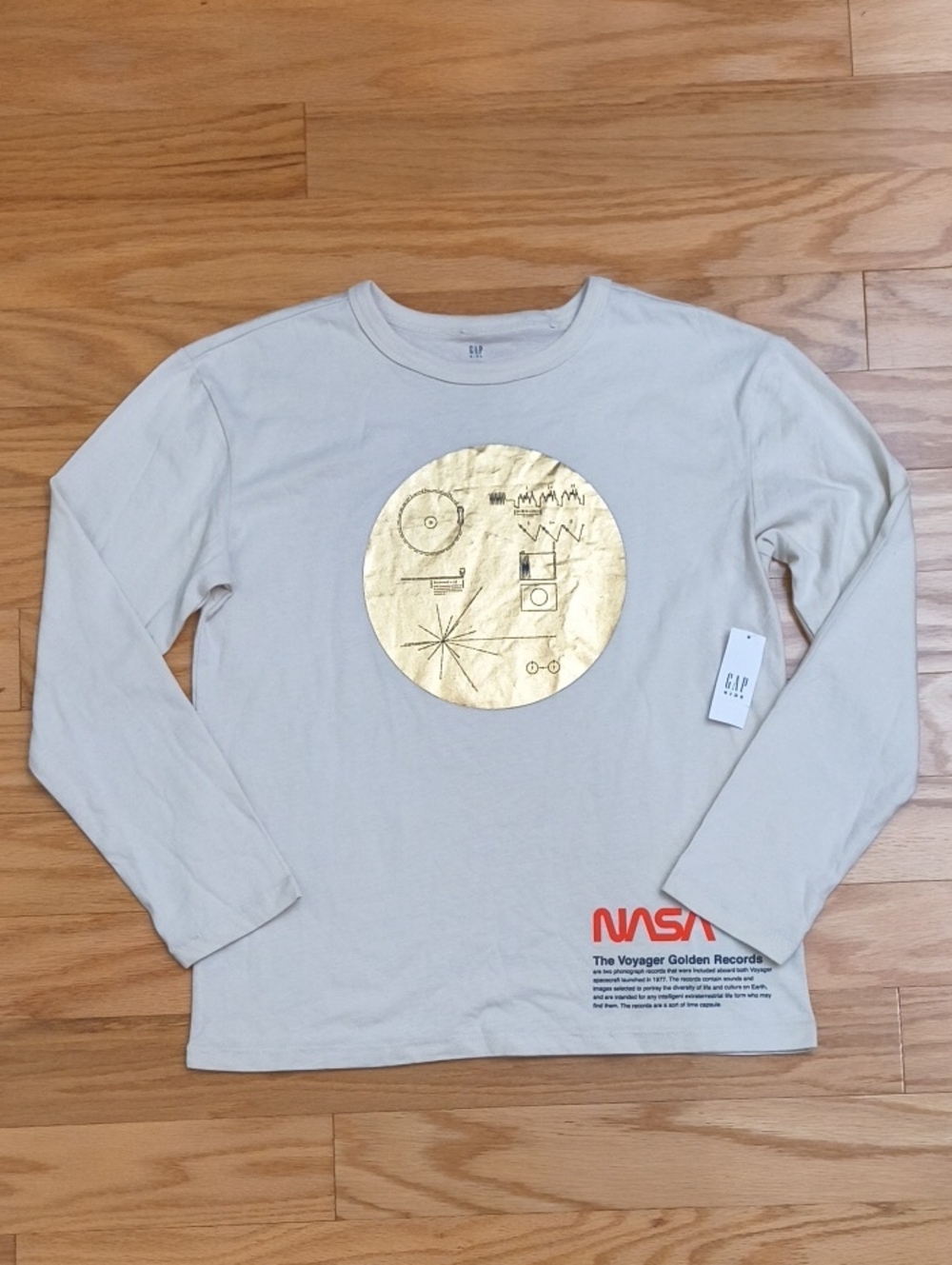 GAP Kids Long-Sleeve Tee NASA Gold Voyager Boys Size L/10 NWT